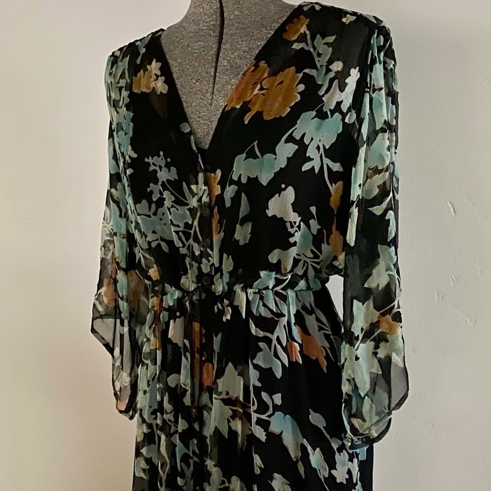 Johnny Was Black Floral Maxi Dress